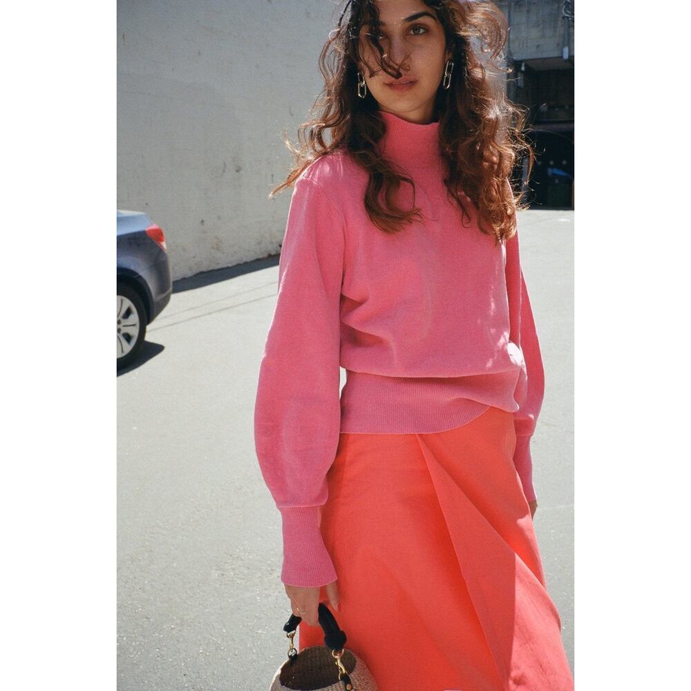 Just Female Adelet Knit Mock Neck Sweater in Rose Pink Velvet-like Soft - Picture 5 of 13